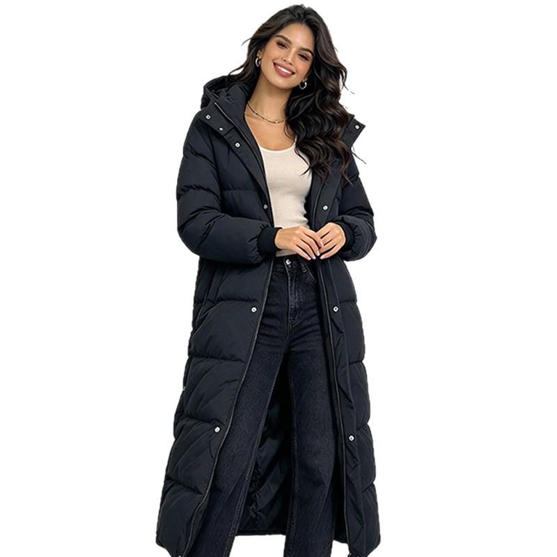 Fashion hooded long over-knee down cotton-padded clothes women's winter new loose thickened warm cotton-padded jacket tide