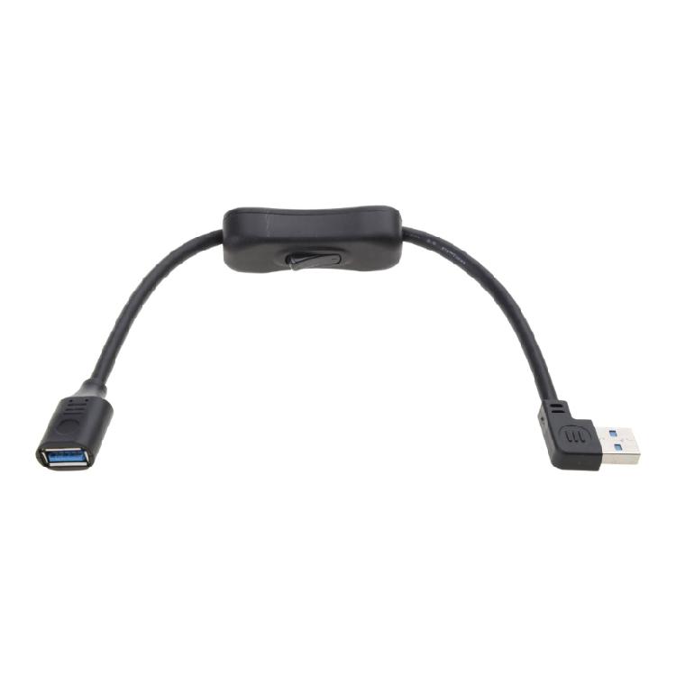 USB3.0 Extend Cable Cord with Power Switches 90 Degree Bend for USB Fan LED Lamp