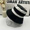 Dome French Summer Big Eaves Hat Black and White Color Matching Casual Sun Hat Classic Fashion Basin Hat