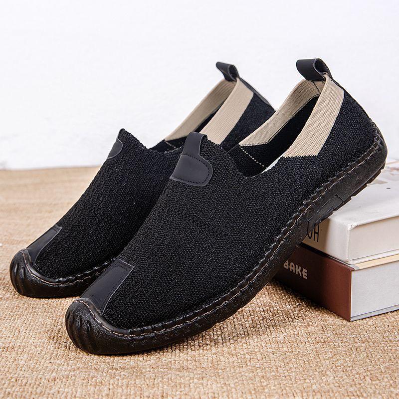 

Summer new fly-woven mesh men s shoes fashionable beef tendon sole casual shoes one-pedal light men s solid color lazy shoes 39