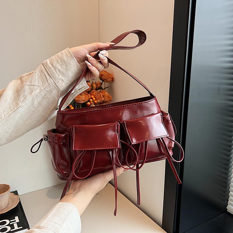 

Женская повседневная сумка-тоут с бантом, сумка для отдыха под подмышками, дорожная сумка для подмышек из искусственной кожи, уличная повседневная сумка для девочек красный