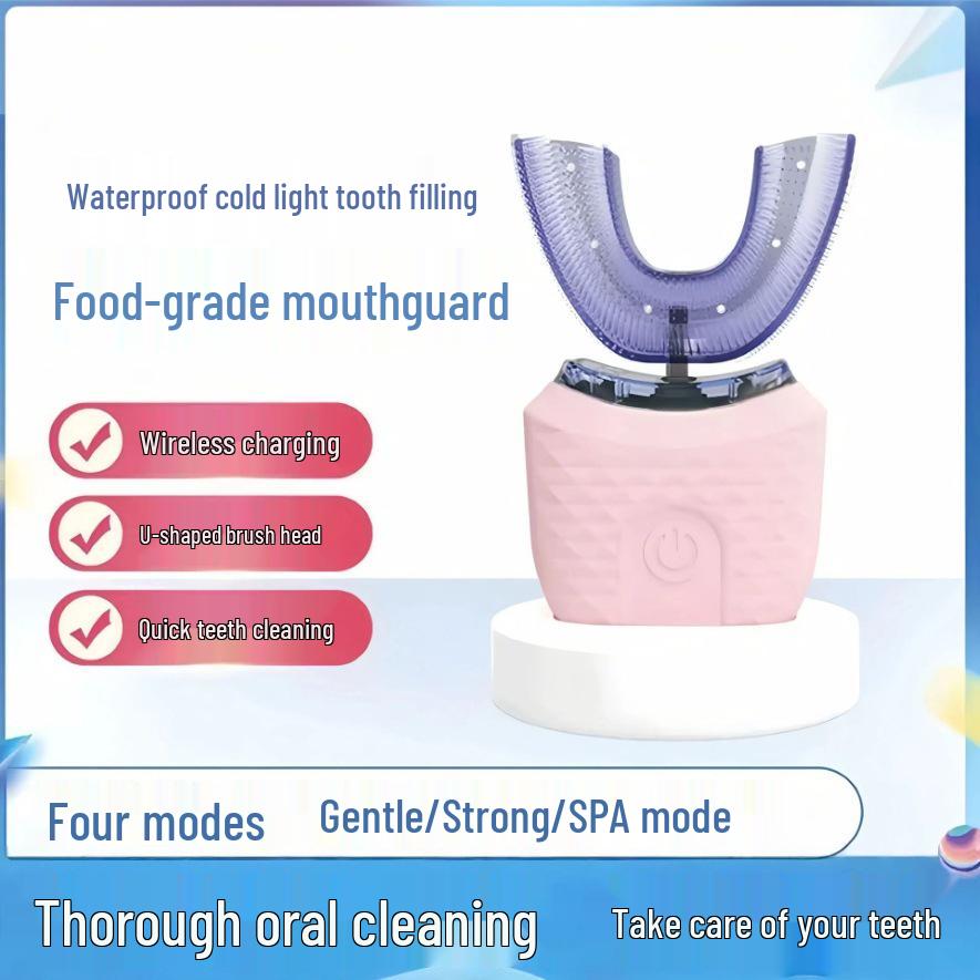 Rechargeable U-Shaped Sonic Electric Toothbrush with Soft Bristles & Automatic Timer