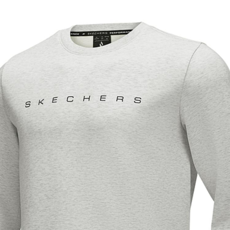 Skechers Comfortable Fashionable Versatile Pullover Long Sleeve Sweatshirt Men sweatshirt Light-White Gray P125M027-0248