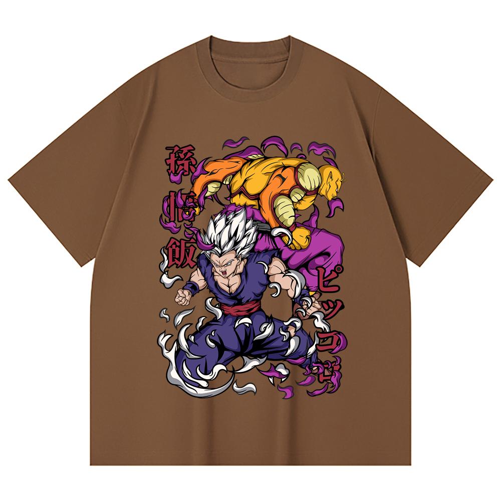 230 g/m² 100 % Baumwolle Dragon Ball V57 Gohan Piccolo Aufdruck Unisex Schweres Baumwoll-T-Shirt