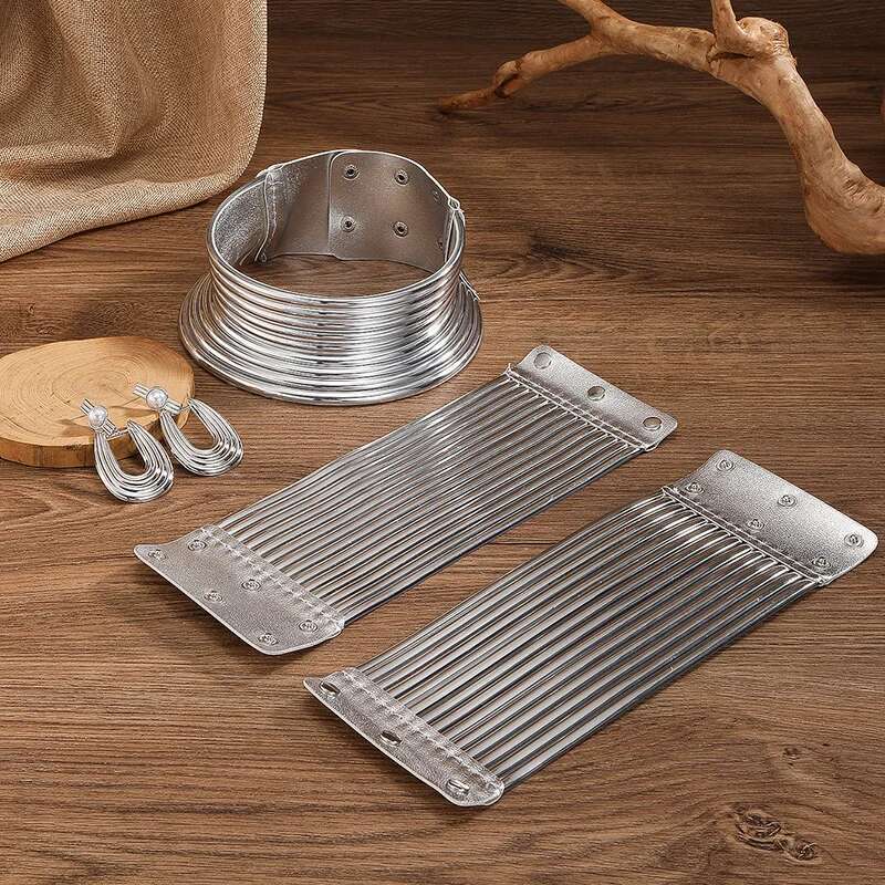 Set di 5 pezzi Zirconi Statement Africani 2025 Trendy Choker in Pelle Dorata Collana da Collo Bracciale Orecchini Per Donne Accessori da Festa