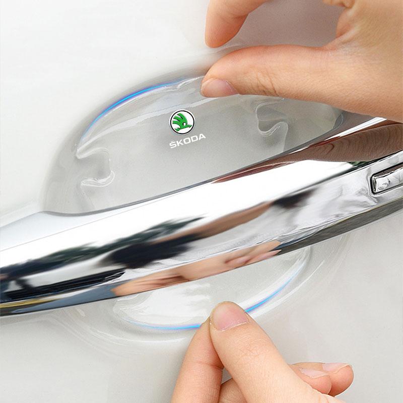 Car Body Anti-Collision Protection Strip Auto Door Handle Bowl Anti-Scratch Sticker for Skoda Octavia Fabia A7 Kamiq Kapoq Kodiaq Rapid SCALA Superb