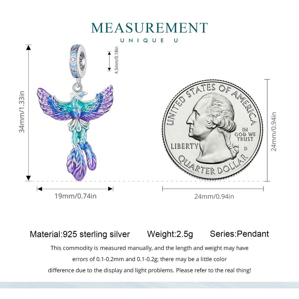 BAMOER 925 Sterling Silver Phoenix Beads Dangle Charm Fit Original Bracelets Women DIY Jewelry