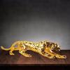 Glückstier Leopard Figuren Gold Messing Leopard Miniaturen Vintage Gepard Kleine Statue Teetier
