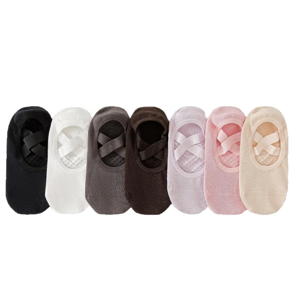 Backless Criss-Cross Strap Non-Slip Pilates Yoga Socks - Full Toe, Cotton, Fitness Studio Exclusive