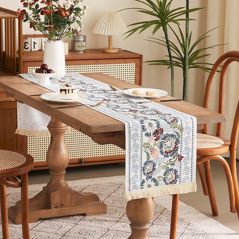 New Chinese Classical Printing Table Flag Decoration Classical Painting Table Flag Color Table Towel Household Dining Table Tea Party