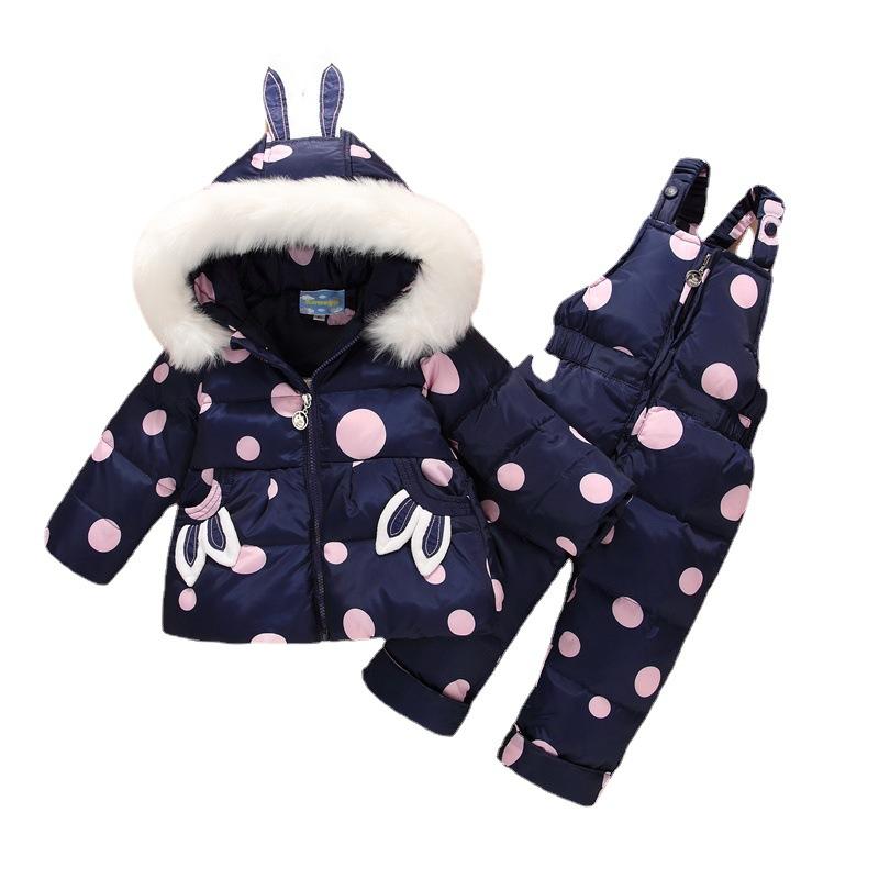 Baby Open Crotch Down Jacket Suit with Hood 1-3 Years Old Infant Style Winter Thickened Two-piece Children's Clothing
