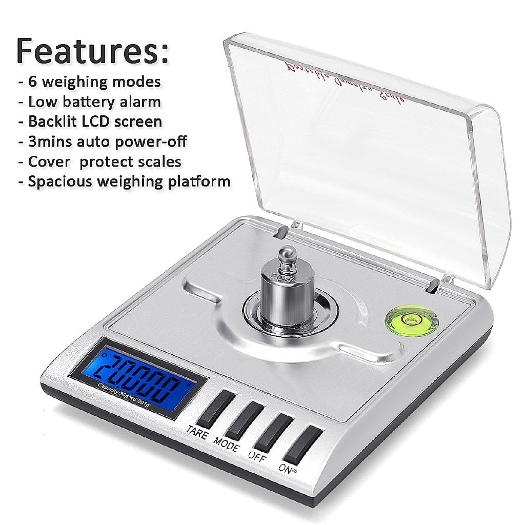 Libra High Accuracy Weigh Balance Pocket Precision Jewelry Weight Scales 30g X0.001g Digital Scales New