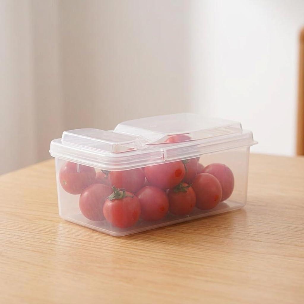 5xPortable Fruit Lunch Box for Students, Transparent Divided Food Container with Lid Picnics and
