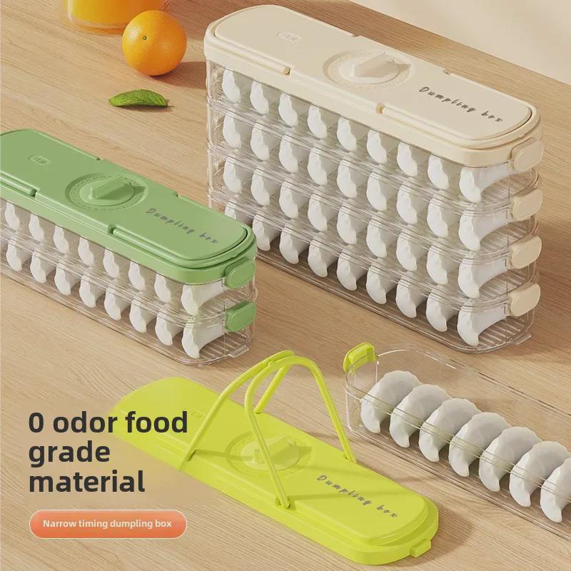 Refrigerator Dumpling Storage Box with Side Door for Fresh-Keeping Wontons - Food Grade, Frozen Packaging.