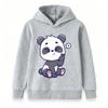 Kids Boys Girls Cute Panda Print Pullover Hoodie, Casual Soft Cozy Long Sleeve Sweatshirt with Smiling Lovely Panda Pattern for Toddler Child Daily