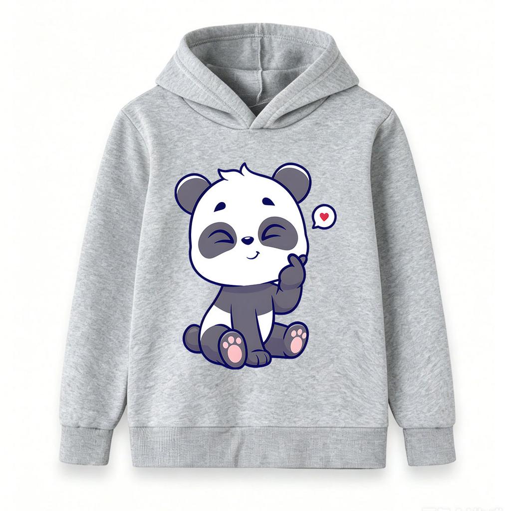 Kids Boys Girls Cute Panda Print Pullover Hoodie, Casual Soft Cozy Long Sleeve Sweatshirt with Smiling Lovely Panda Pattern for Toddler Child Daily
