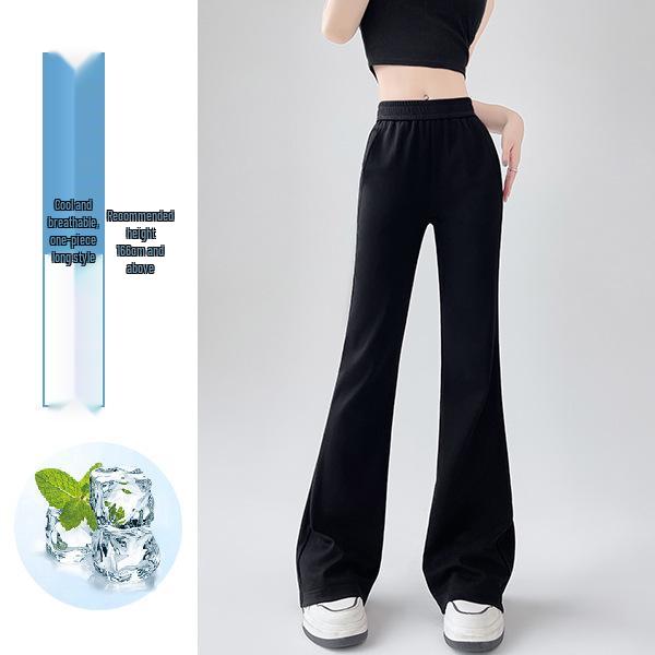 

Women s Micro-Flare Ice Silk Bell Bottom Pants - 2026 Spring/Summer Large