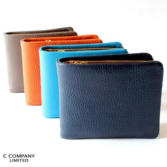 CCOMPANY LIMITED Lupo 2 Second Italian Leather Bifold Wallet with Coin Purse and Card Case Men's (Orange)