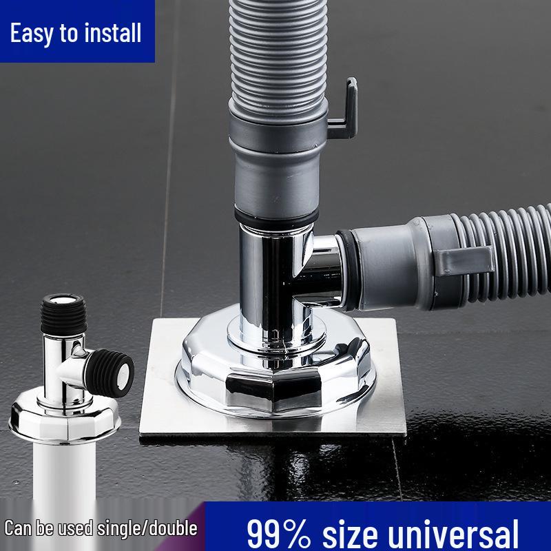 Three-Way Washing Machine Drain Pipe Connector - Anti-Odor, Insect-Proof, Floor Drain Interface