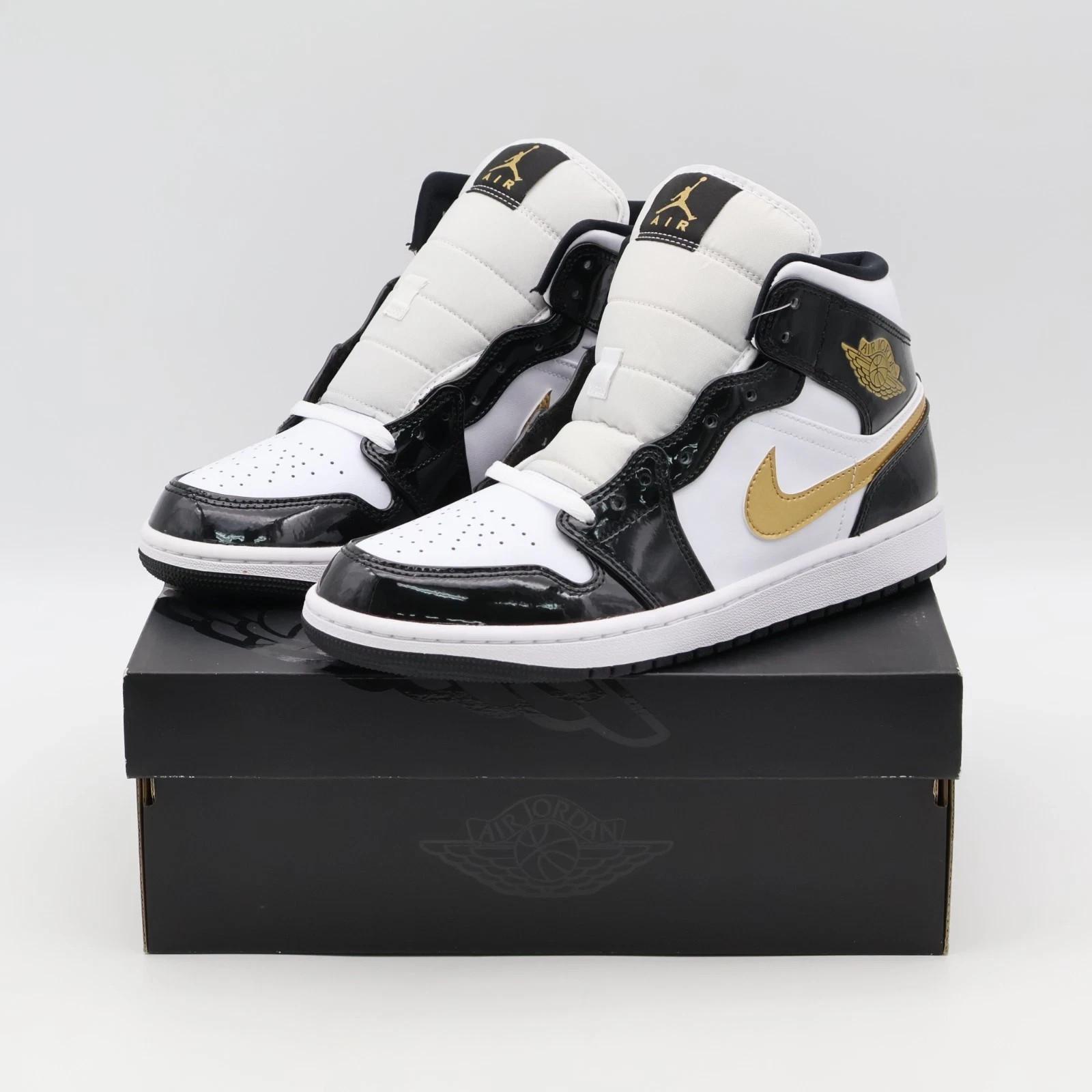 Размер 11 - 852542-007 Jordan 1 Mid SE Patent Черный Золотой (Мужской)
