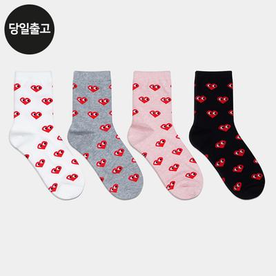 PG Women's/Student Heart-shaped Pattern Mid-Calf Socks (5 Pairs) Set - Daily Student Fashion