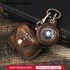 Retro Cowhide Case for AirPods Pro and Airtag Cover Leather AirPod Charging Box Wireless Bluetooth Accessories with Keychain