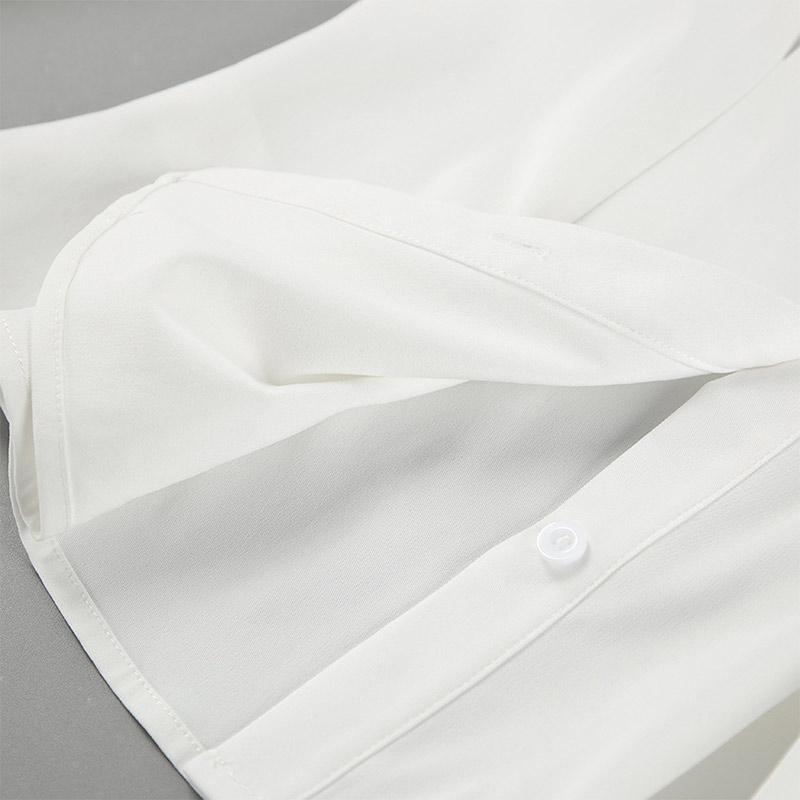 Camisa Branca Sexy Ombro Caído Blusas Femininas Slim Cor Sólida Cintura Marcada Manga Comprida Top Elegante Senhora de Escritório Nova Moda Primavera/Verão 2025