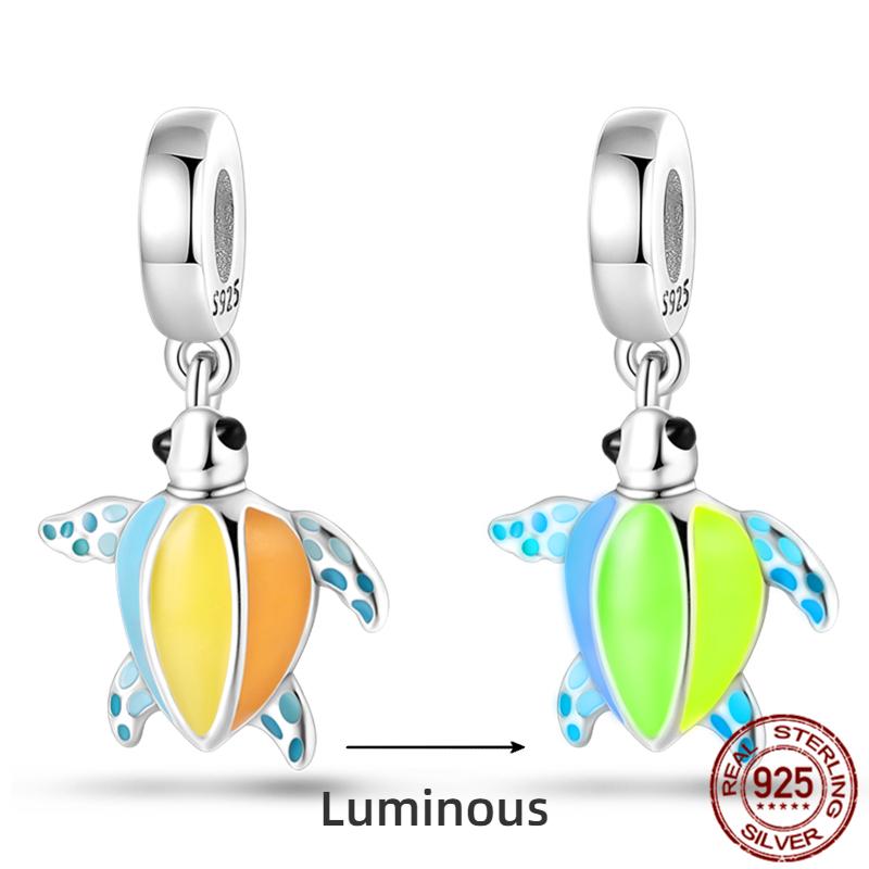 Copper Ocean Series Octopus Turtle Luminous Charms Fit 4Mm Hole Diameter Bracelet Charm Beads Necklace Diy Female Jewelry