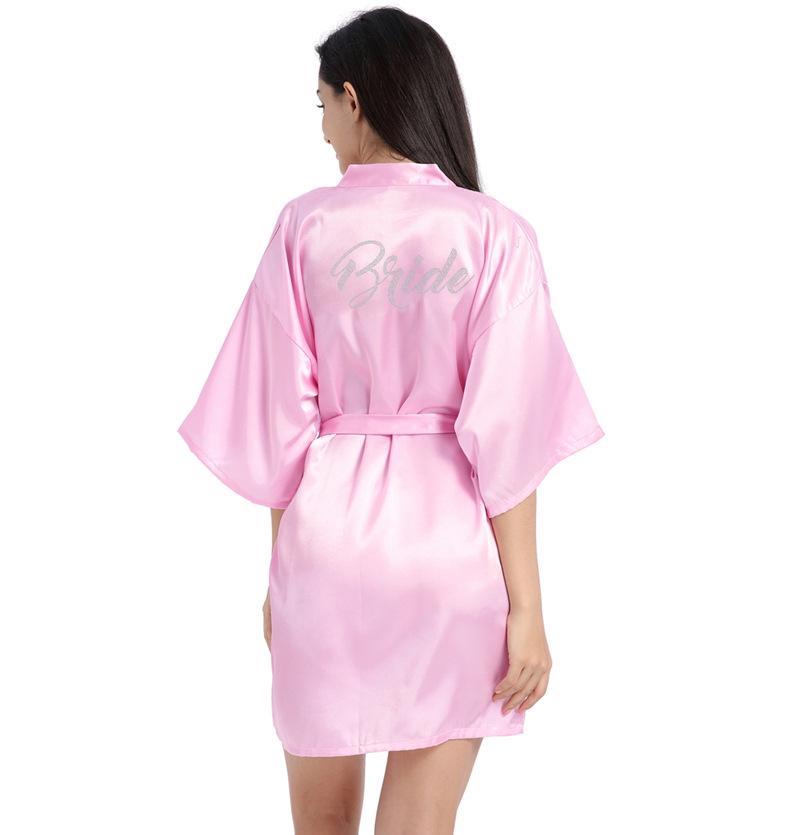 Summer Bride Wedding Nightgown Cardigan, Thin Five-Point Sleeve, Solid Color Morning Gown