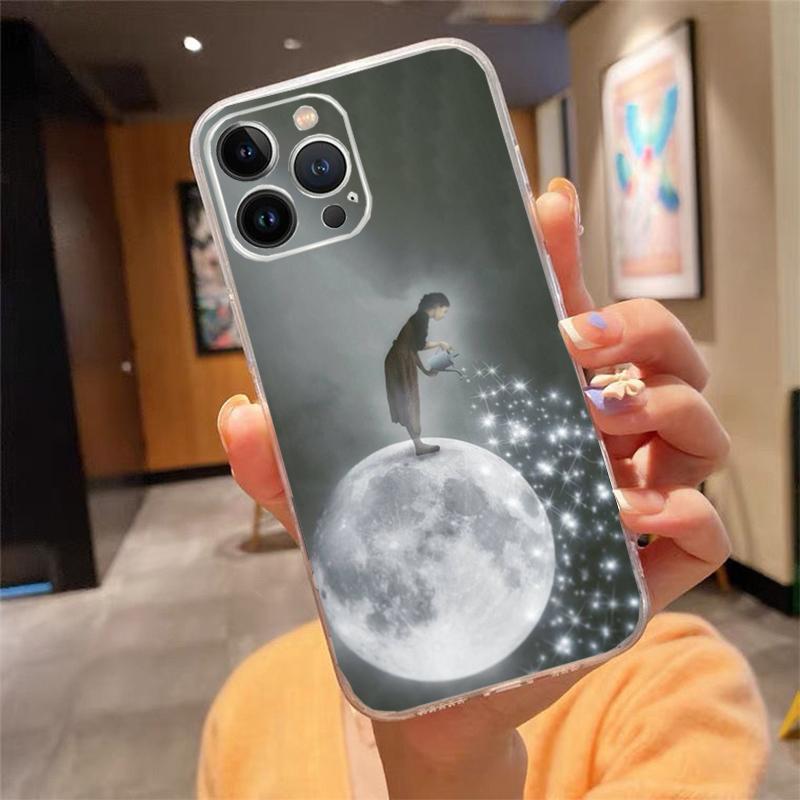 Phone Case For Iphone 17 Pro Max Air 16 15 14 13 Pro Max 15 16 Pro 15Plus Moon Night Planet Girl