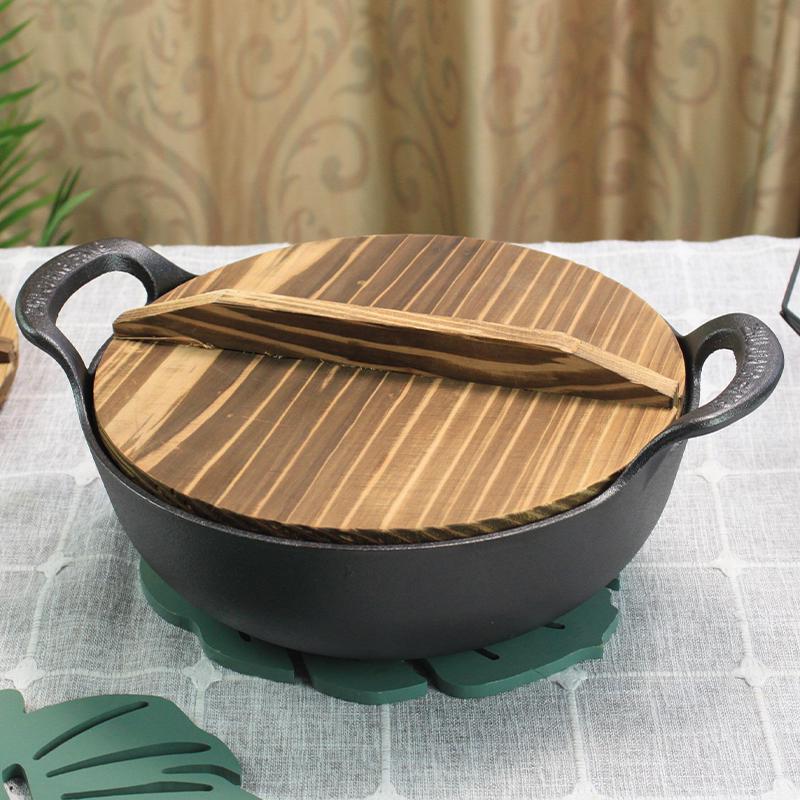 Double-Handled Cast Iron Pot for Stew and Soup, Coating-Free, Induction and Gas Compatible, Thickened Flat-Bottom Frying Pan.