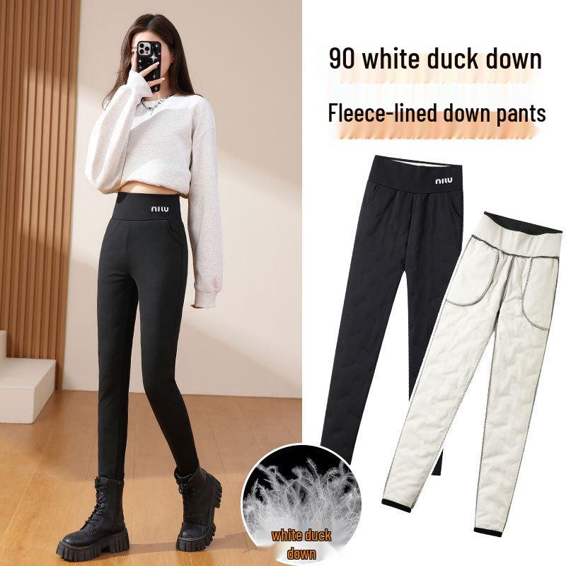 

Женские пуховые брюки на флисовой подкладке, зимний стиль 2025 – Теплые, морозостойкие базовые слои для мам среднего и пожилого возраста. 2XL