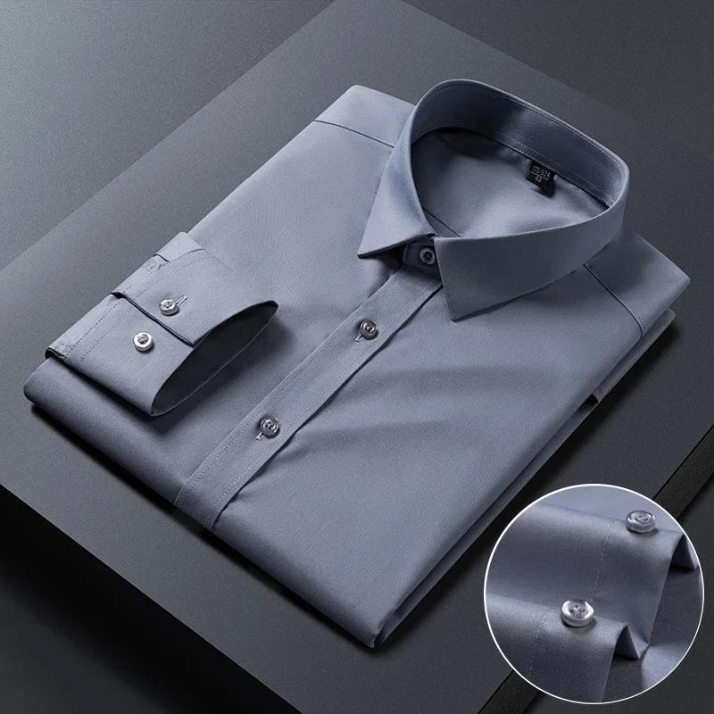 Nové Pánské Košile Proti Vráskám s Dlouhým Rukávem Společenské Košile Pro Slim Fit Camisa Social Business Blůza Bílá Košile S-8XL
