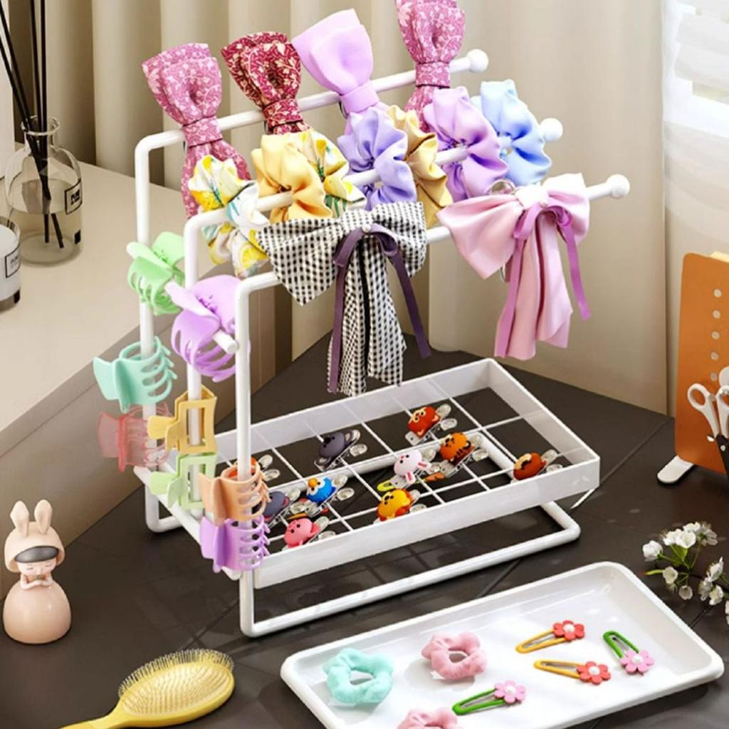 Practical Hair Tie And Bows Organizer Stand Jewelry Storage Solution For Headbands And Claw Clips In Bedroom Or Bathroom