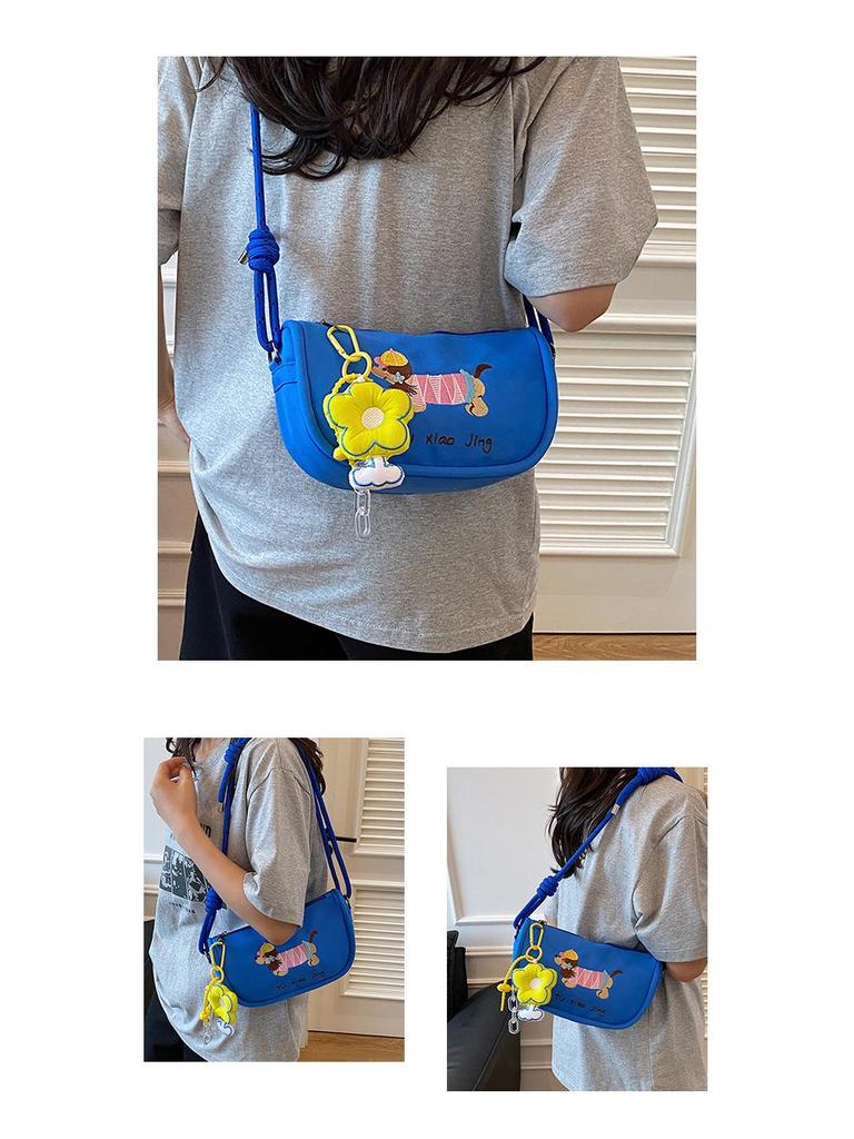 2025 New Cute Cartoon Dog Embroidery Dumpling Shoulder Bag - Lightweight, Colorful, Versatile