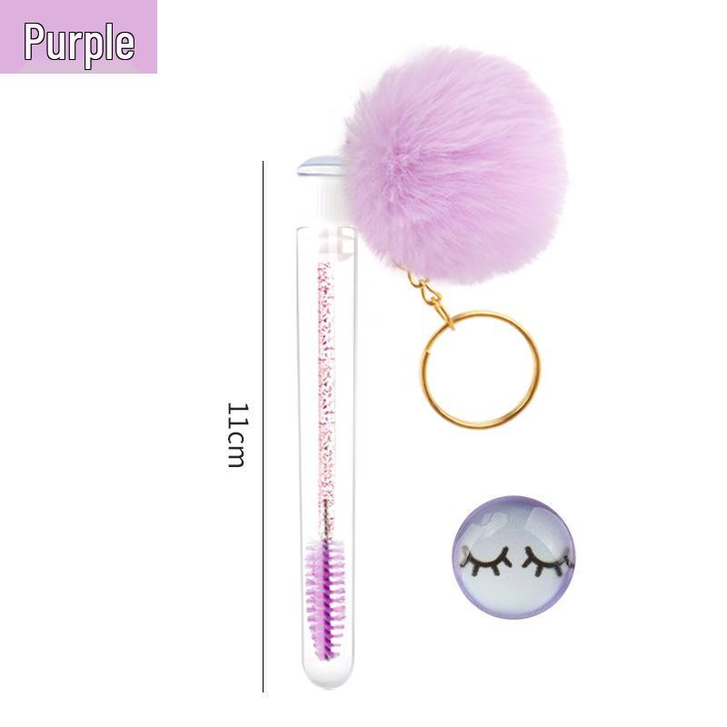 Gold Buckle Pompom Eyelash & Eyebrow Brush with Crystal Rod and Rabbit Ear Comb