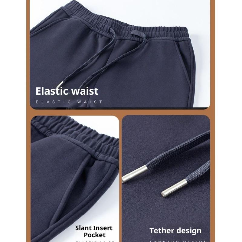 Winter Men'S Fleece-Lined Thickened Sweatpants Windproof Pants Warm Cotton Pants Casual Pants Sports Pants Men'S Pants