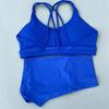 JYL Solid Tight Yoga Riding Shorts Cross Back Underwear Shorts Set
