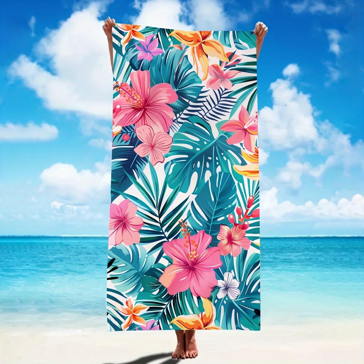 

Tropical Rainforest Plant Palm Leaf Flower Beach Towel, Quick-Dry Lightweight for Outdoor Sports Travel W40*H60(CM)