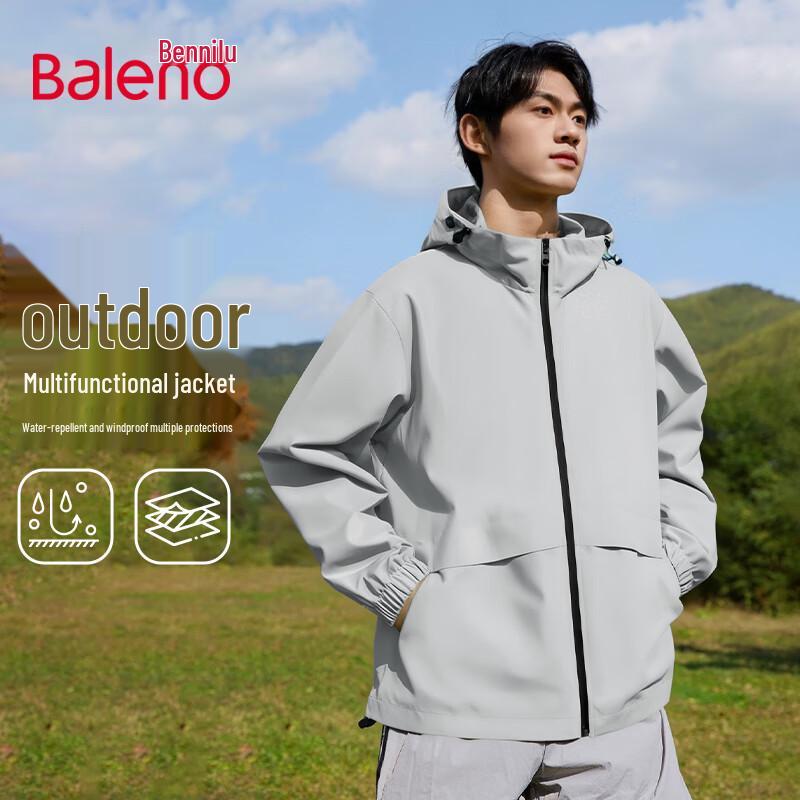 

Baleno Men s 2025 Spring Casual Windproof Hooded Jacket L