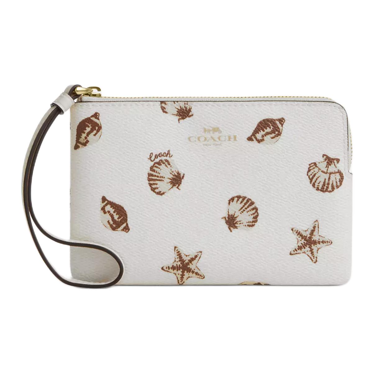 Coach Corner Zip 16 Logo Print Coated Canvas Clutch Mini Women clutch Chalk CBP23-IMCAH Basic Set (Bag+Dust Bag)
