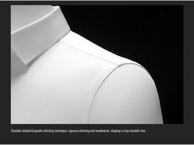 Men's Short Sleeve White Twill Dress Shirt - 40% Cotton Professional Wear