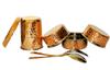 Copper Traditional Dinner Set of Plate, Bowls, Fork, Glass Spoon , Diameter 13 Inch Stainless Steel Copperware Thali (Set of 8 pieces)