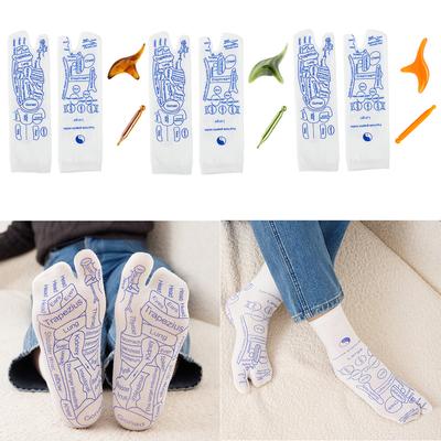 Foot Massage Acupressure Socks with Massage Tool Massage Relieve Tired Feet Socks English Illustration Foot Point Socks