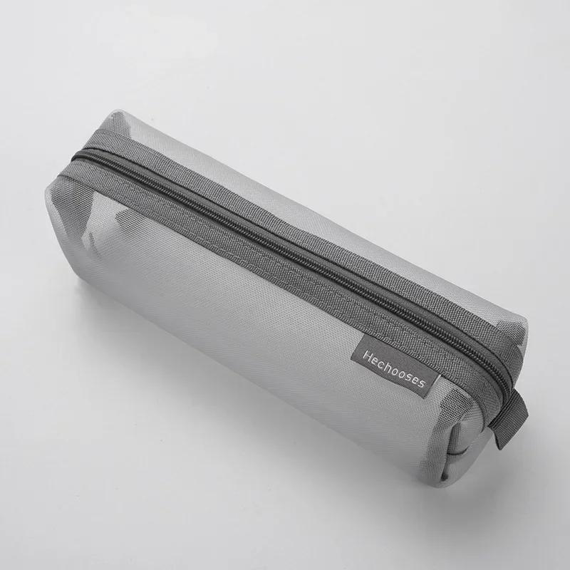 

Mesh Pencil Case Large Capacity Pencil Pouch Transparent Multifunction Pencil Bag Stationery Items Cute Desk Accessories Gifts сірий