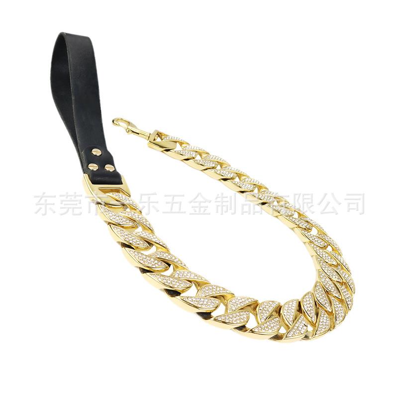 

Европейский и американский бестселлер поводок для домашней собаки 25 широкий бескаркасный ремень с окантовкой, поводок с дрелью, ошейник для собаки, ожерелье для средней и крупной собаки, кубинская цепь 25Mm * 60cm total length, traction chain