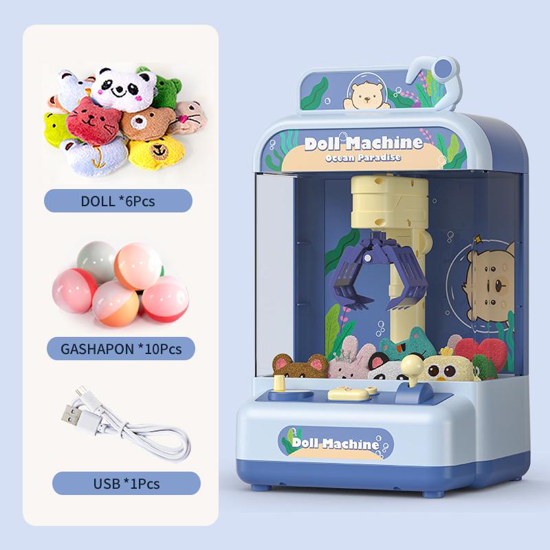 Kid Claw Machine Toy Girl 29CM Mini Gashapon Plush Doll Drawing Machine Animal Crane Grab Fairground Game for Children 3 Year