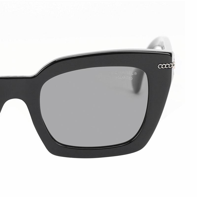 Chanel Can Be Equipped with Degree Logo Logo Irregular Sunglasses Women's Black