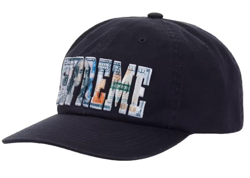 770059 Supreme Embroidered Money Logo 6-Panel Navy One-Size