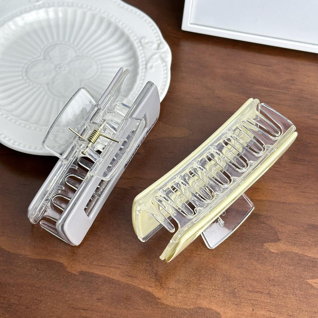 Fashionable Acrylic Square Hair Claw Clip In Milk Tea Color Perfect For Effortless Everyday Hairstyles And Trendy Office Looks